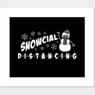 Snowcial Distancing - Funny Christmas Thanksgiving 2020 Vintage Funky Retro Posters and Art